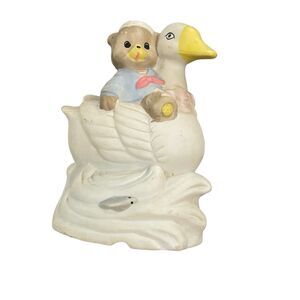 Vintage Night Light Teddy Bear Sailor Riding on Swan in Water Arimark Taiwan